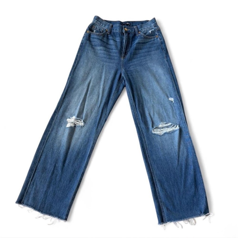 Fashion Nova Distressed Wide Leg Blue Jeans